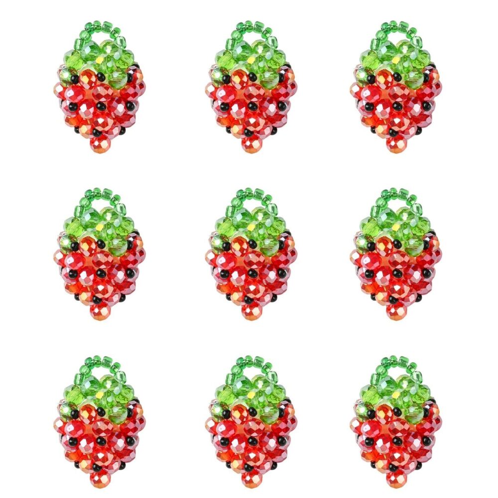 7460 10 pcs Red Strawberry Glass Seed Bead Charms Fruit Berries Food
